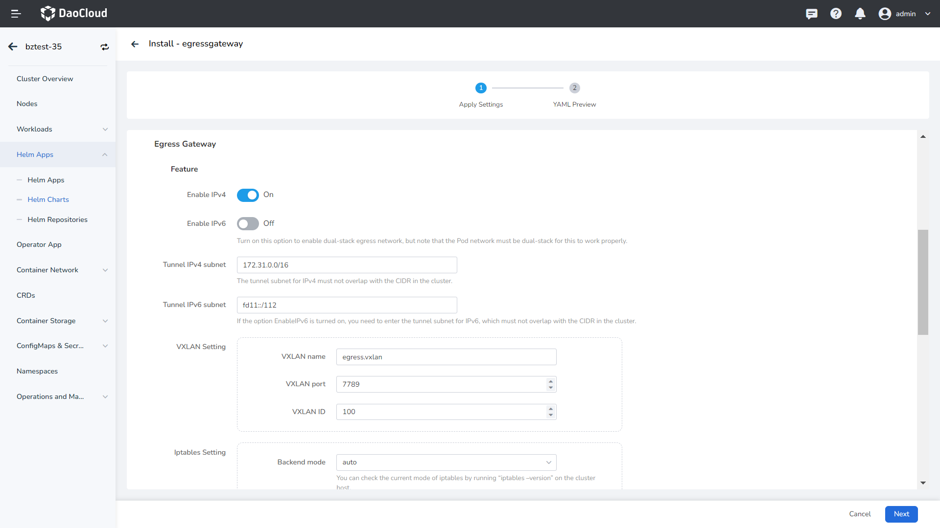 fill in parameters