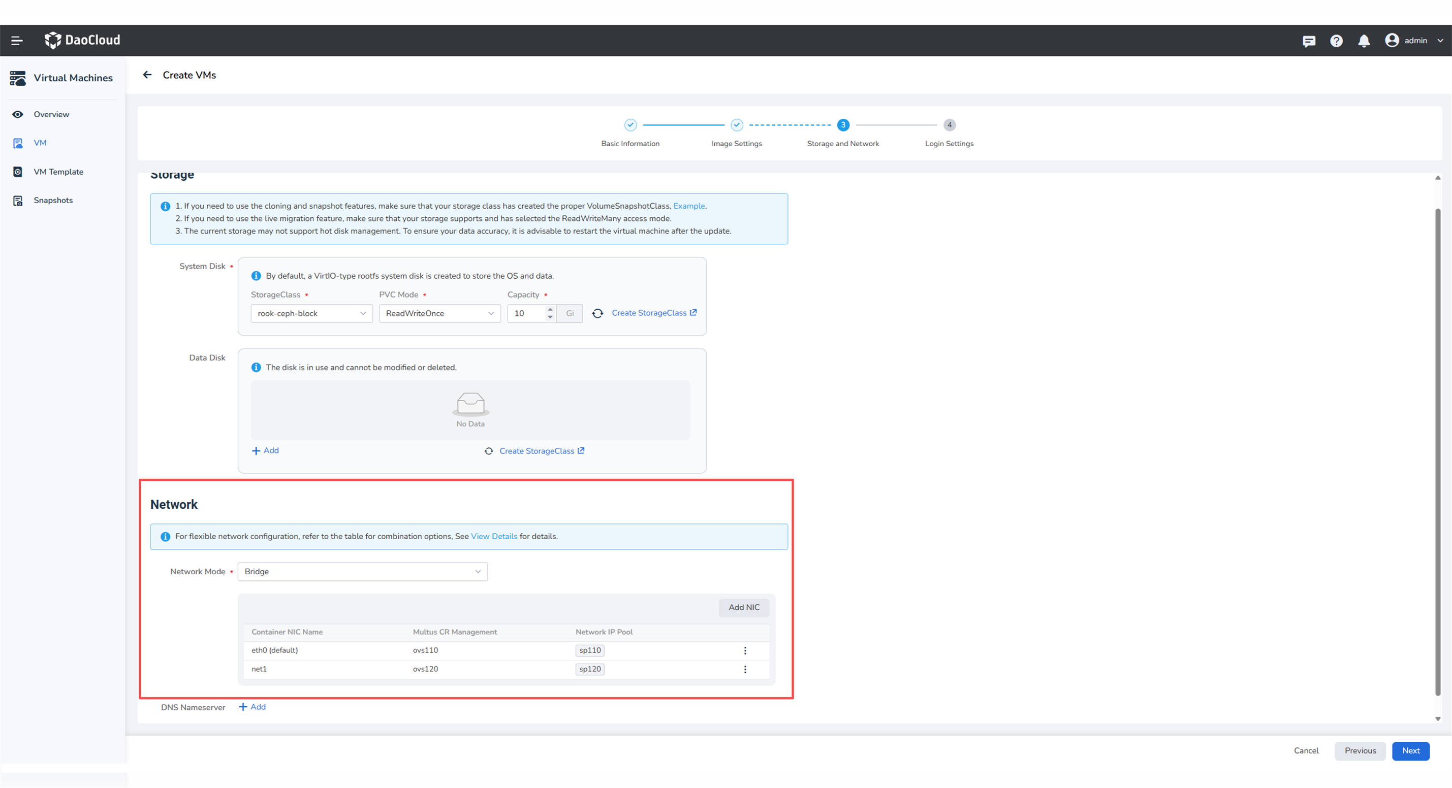 NIC network configuration