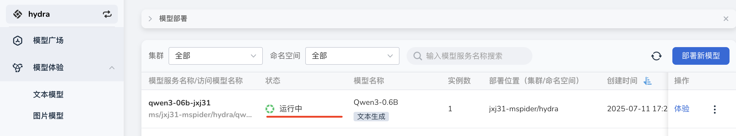 部署模型成功